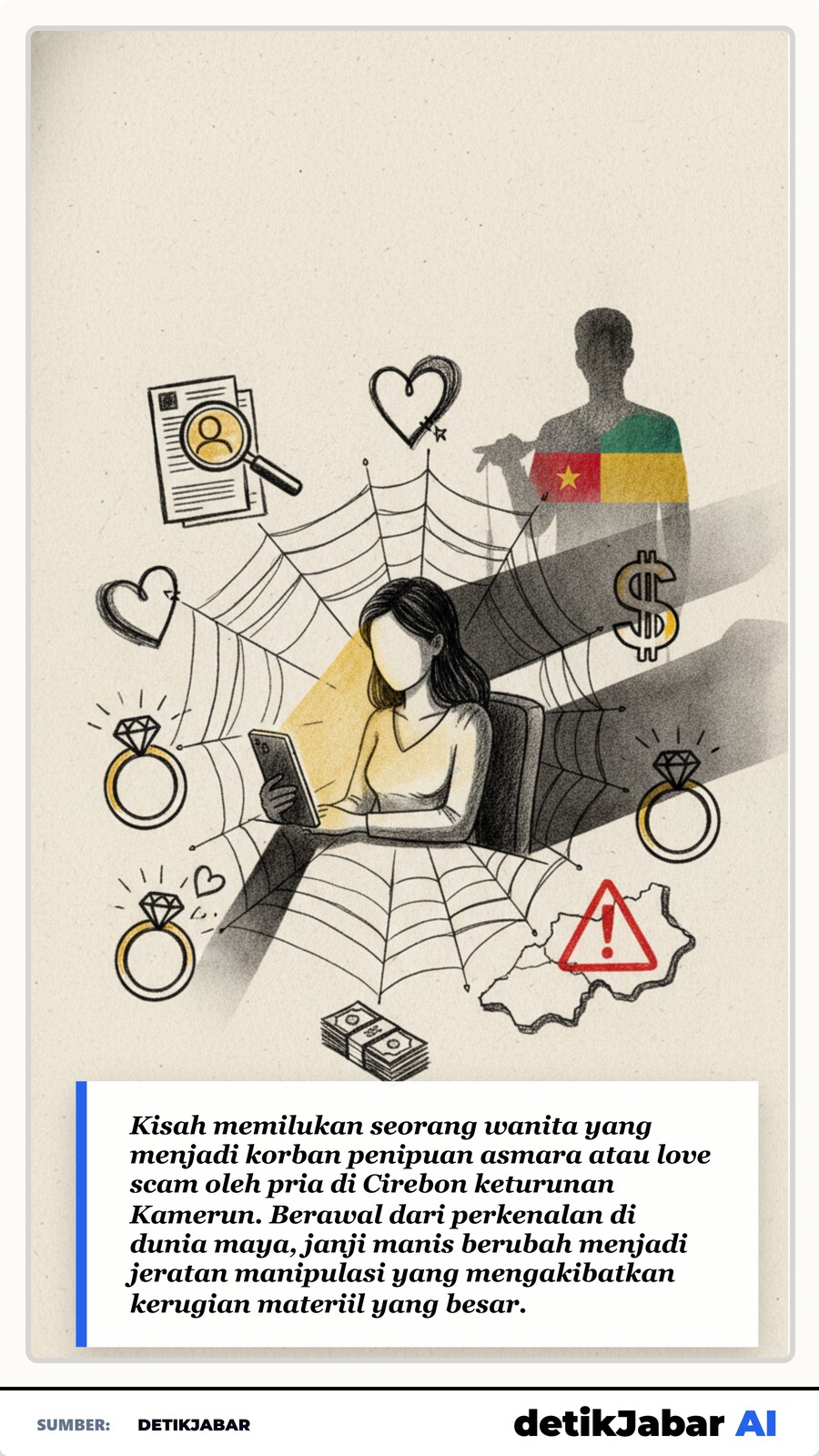Medan - Kasus penipuan berkedok asmara atau  love scam  kembali menelan korban dengan nilai fantastis. Seorang ibu rumah
