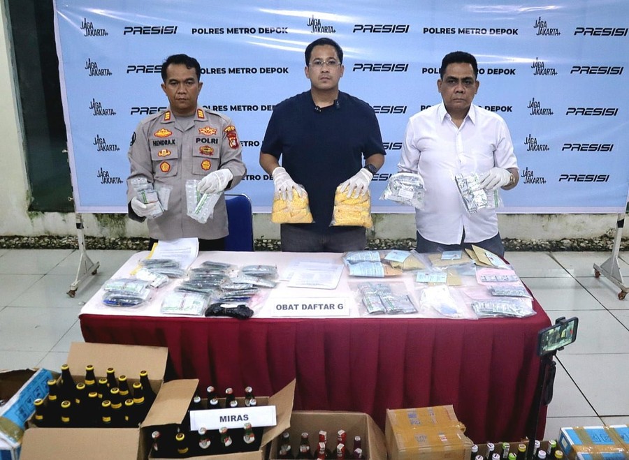34 Tersangka Kasus Obat Keras dan Miras Diamankan Polres Depok
