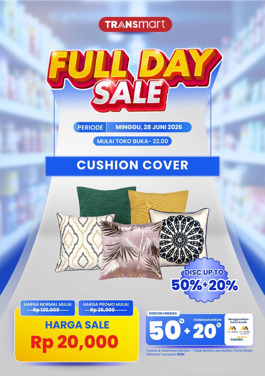 Sarung Bantal Sofa Diobral di Transmart Full Day Sale, Cuma Rp 20 Ribu