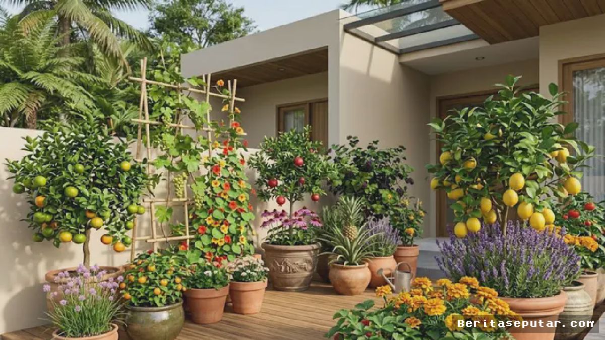 Jakarta — Kombinasi Bunga dan Tanaman Buah Ubah Teras Rumah Jadi Kebun Mini