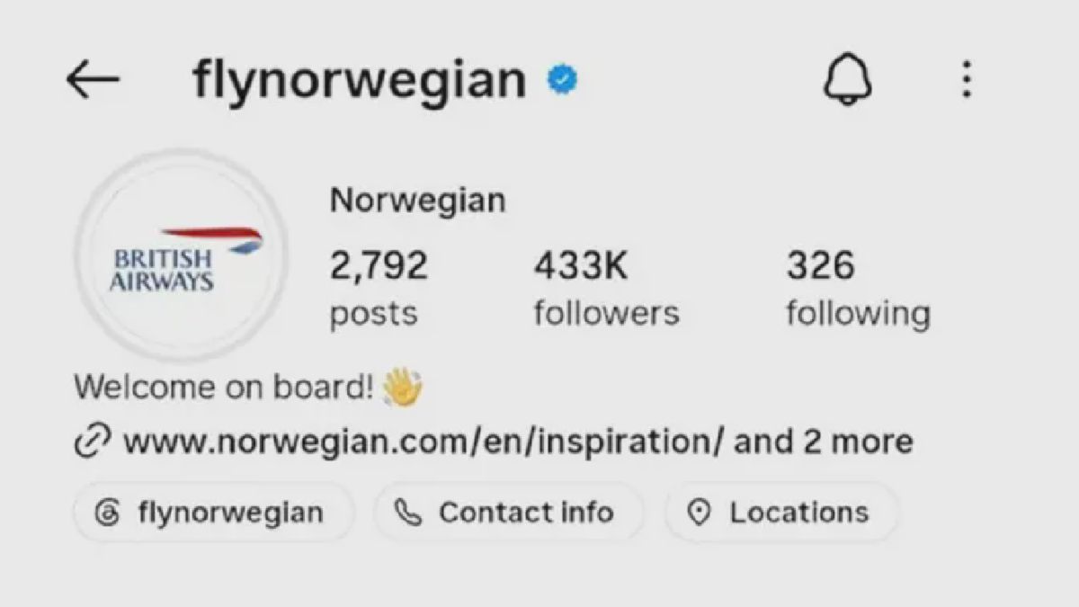 Norwegian Air Ganti Logo Instagram Jadi British Airways Sehari Setelah Kekalahan Norwegia